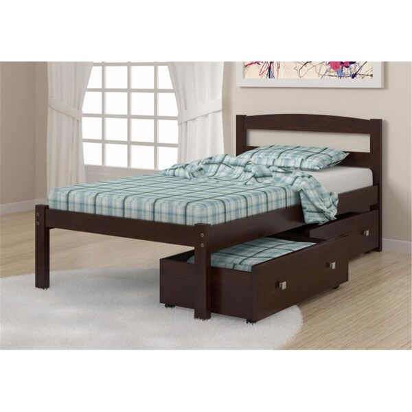 Fixturesfirst PD-575TCP-505CP Twin Size Econo Bed with Dual Under Bed Drawers in Dark Cappuccino FI2479095 - main